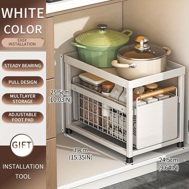 1 x Sliding Pull Out Drawer for Kitchen Cabinets - Sliding Cookware Organizer