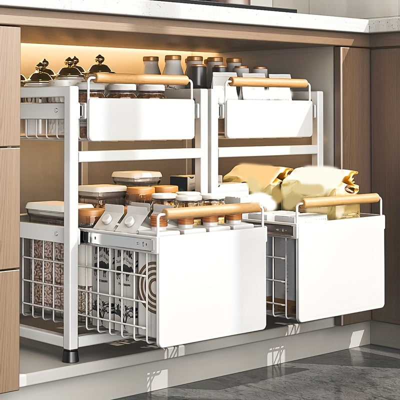 1 x Sliding Pull Out Drawer for Kitchen Cabinets - Sliding Cookware Organizer