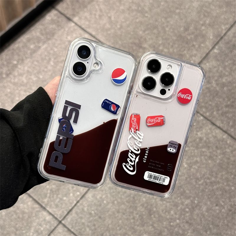 Creative Floating Coke Apple 16promax Quicksand Phone Case