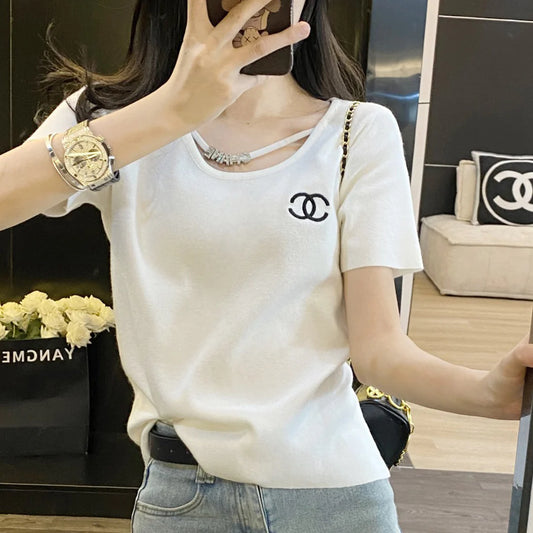 New Fashion Versatile Knitted Short Sleeves 1024040321