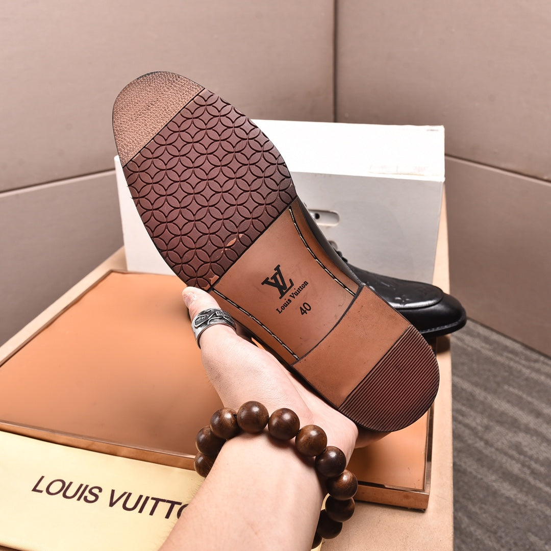 LVV high-top printed business leather shoes 0724120515