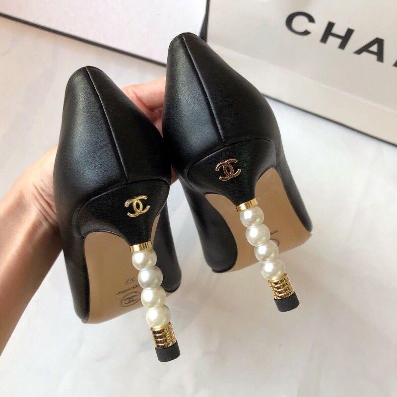 Double C Color Block Pearl High Heels 0823112305