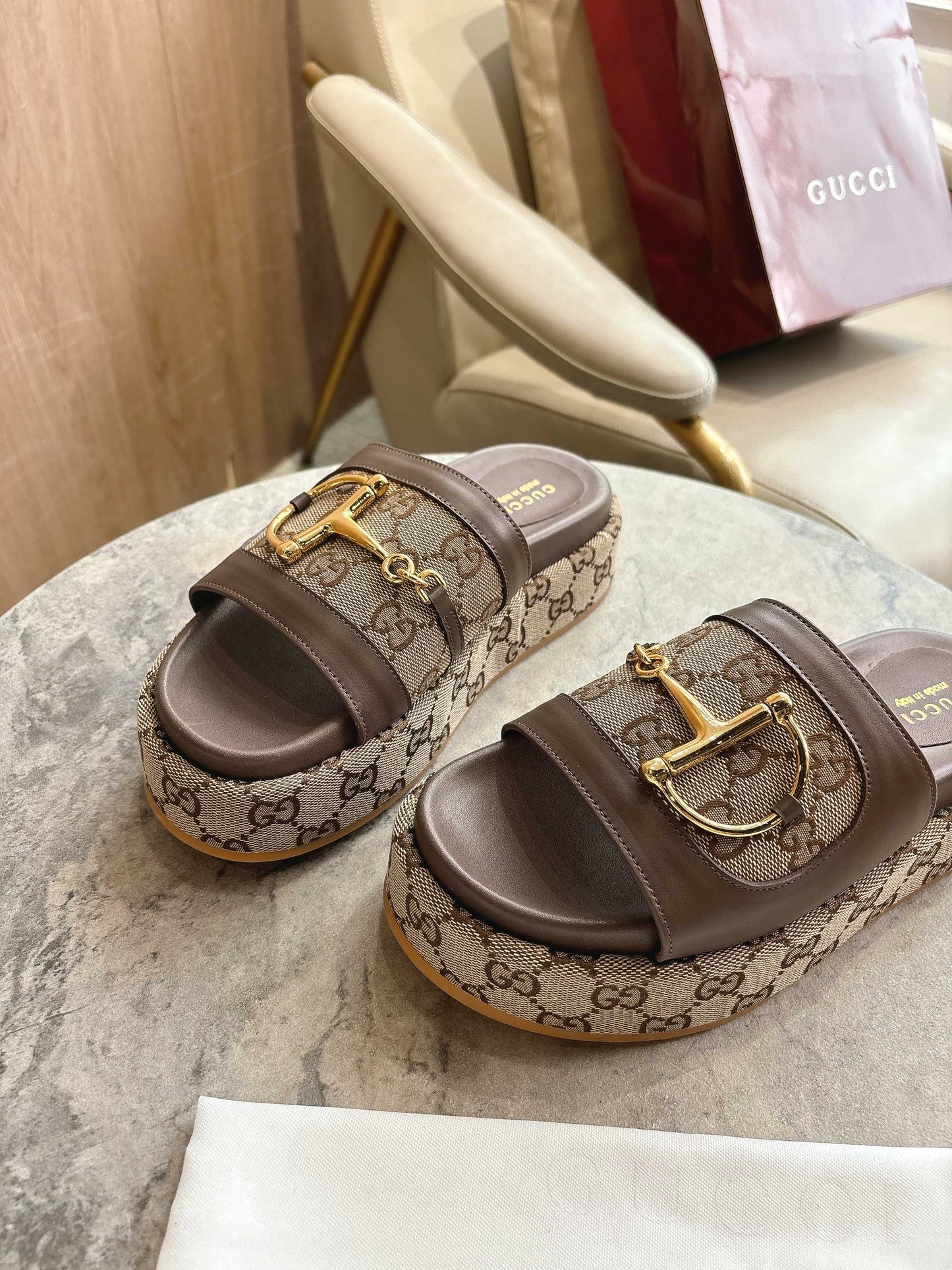GG saddle buckle thick-soled slippers 0725101409