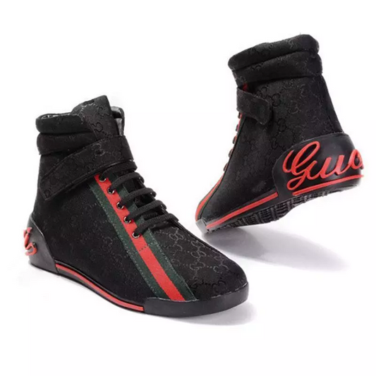 Men's Black handmade canvas high-top shoes (hot sale)
