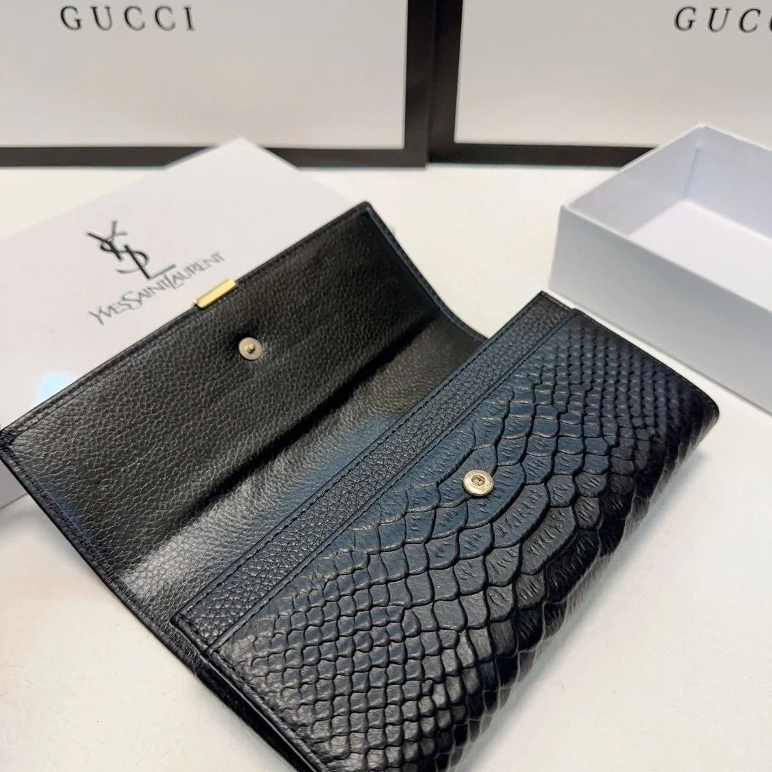 New Women's Long Wallet Snake-print Cowhide Card Bag 1024031307