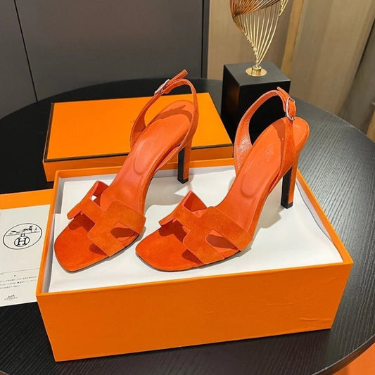 New Leather H Logo Women's High Heeled PD052024022704