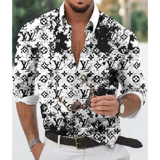 Men's fashion printed long sleeved shirt 1024042430