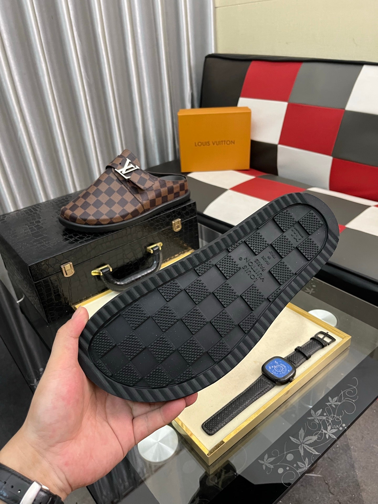 Lvv fashion casual plaid slippers 0725082903