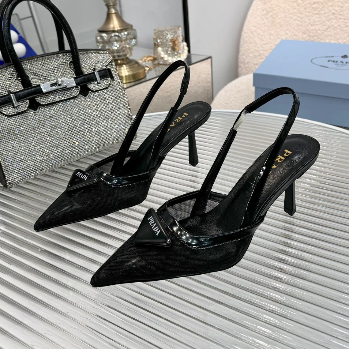 PRD fashion pointed mesh high heels 0725090813