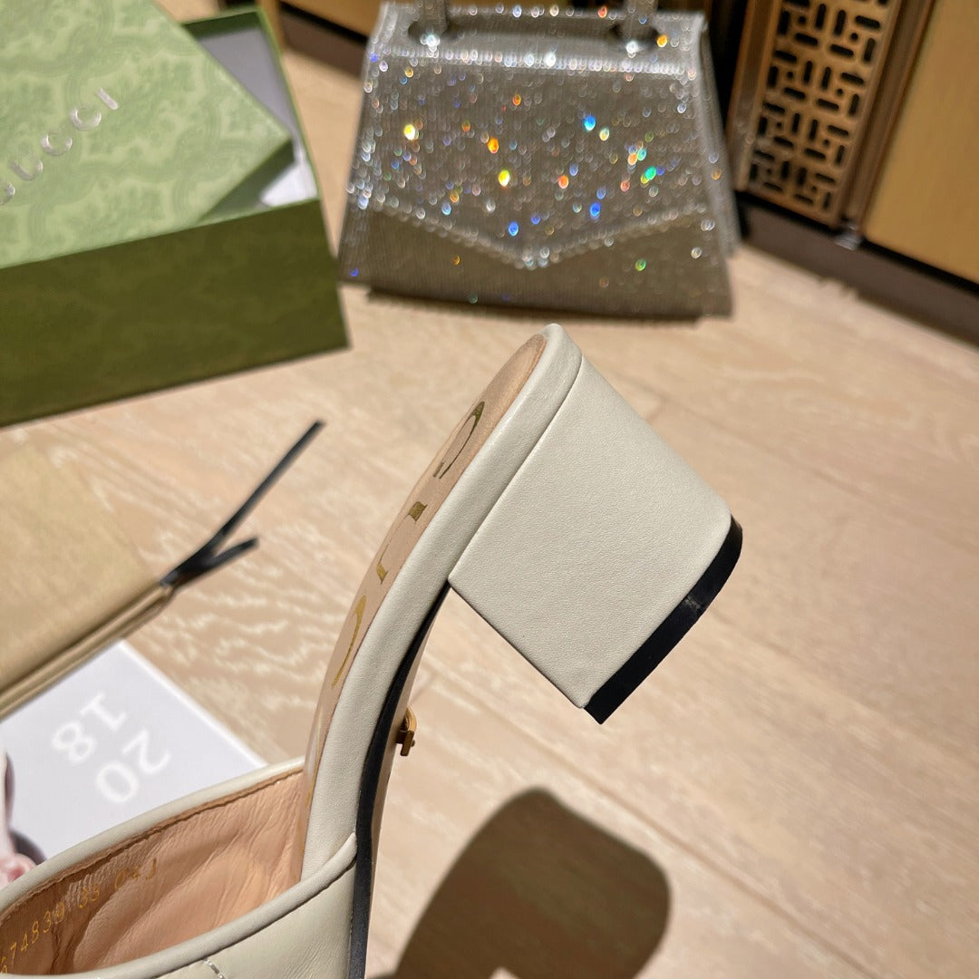 Black G Logo Handmade Leather women's High Heeled-WX05202362601