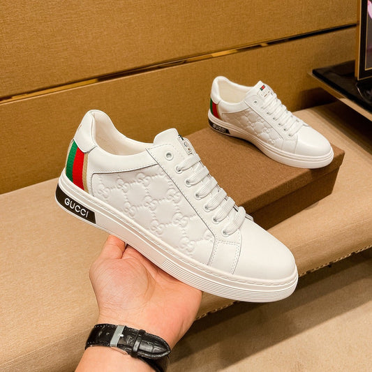 White leather  print sneakers