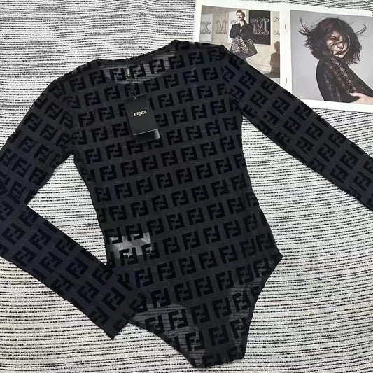 Fashionable Print Mesh Slim-Fit Base Jumpsuit 1024032130