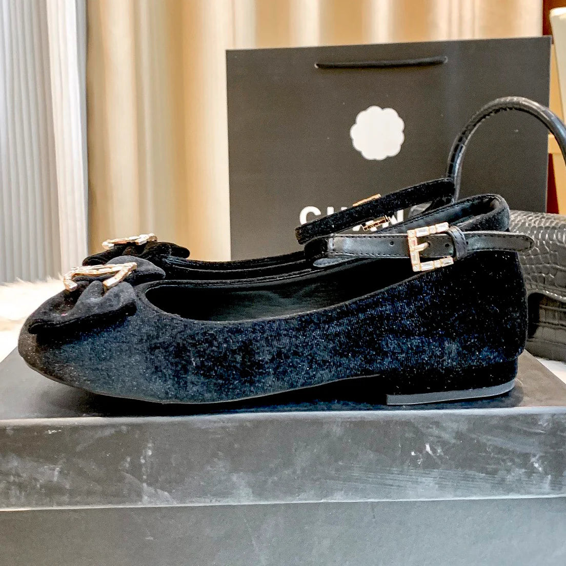 Velvet Bow Mary Jane Single Shoes 1024122704