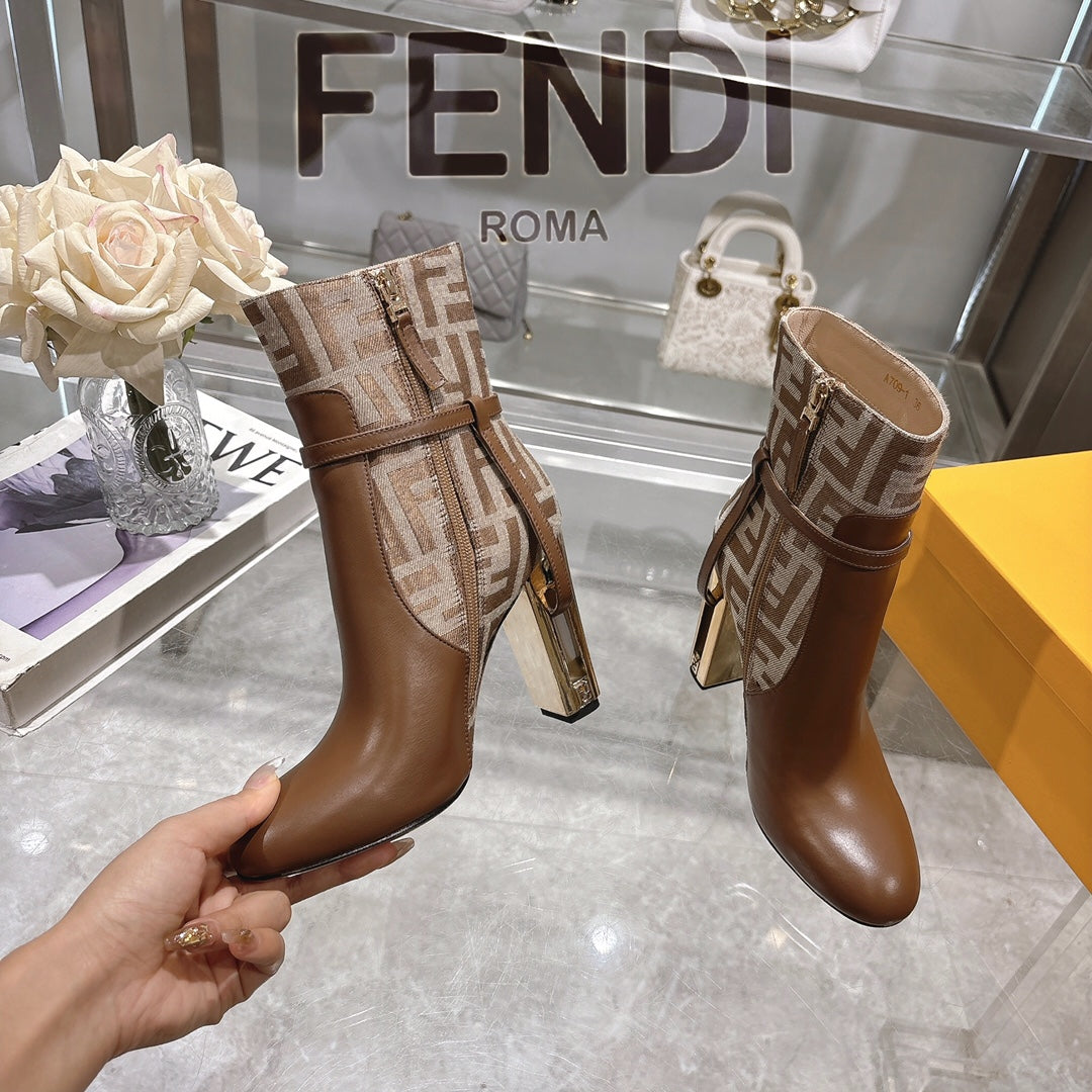 FD Round toe leather Delfina boots 1824111503