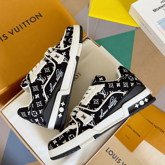 Lvv couple limited series casual denim print sneakers 0725012402
