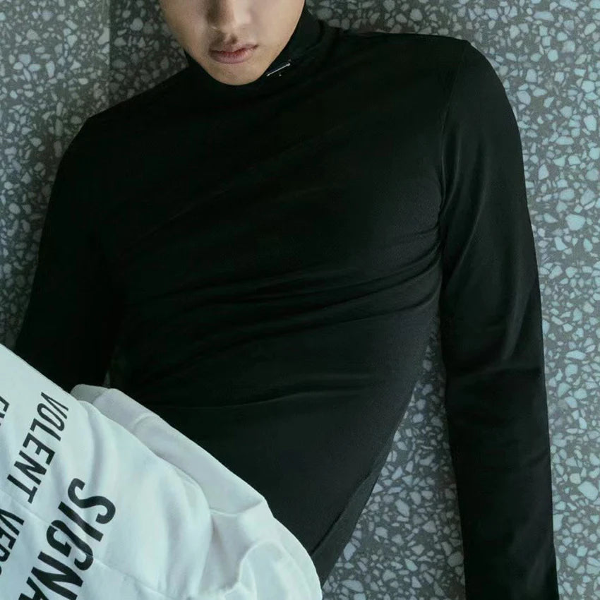 Unisex fashion and versatile high neck base shirt 1024080503