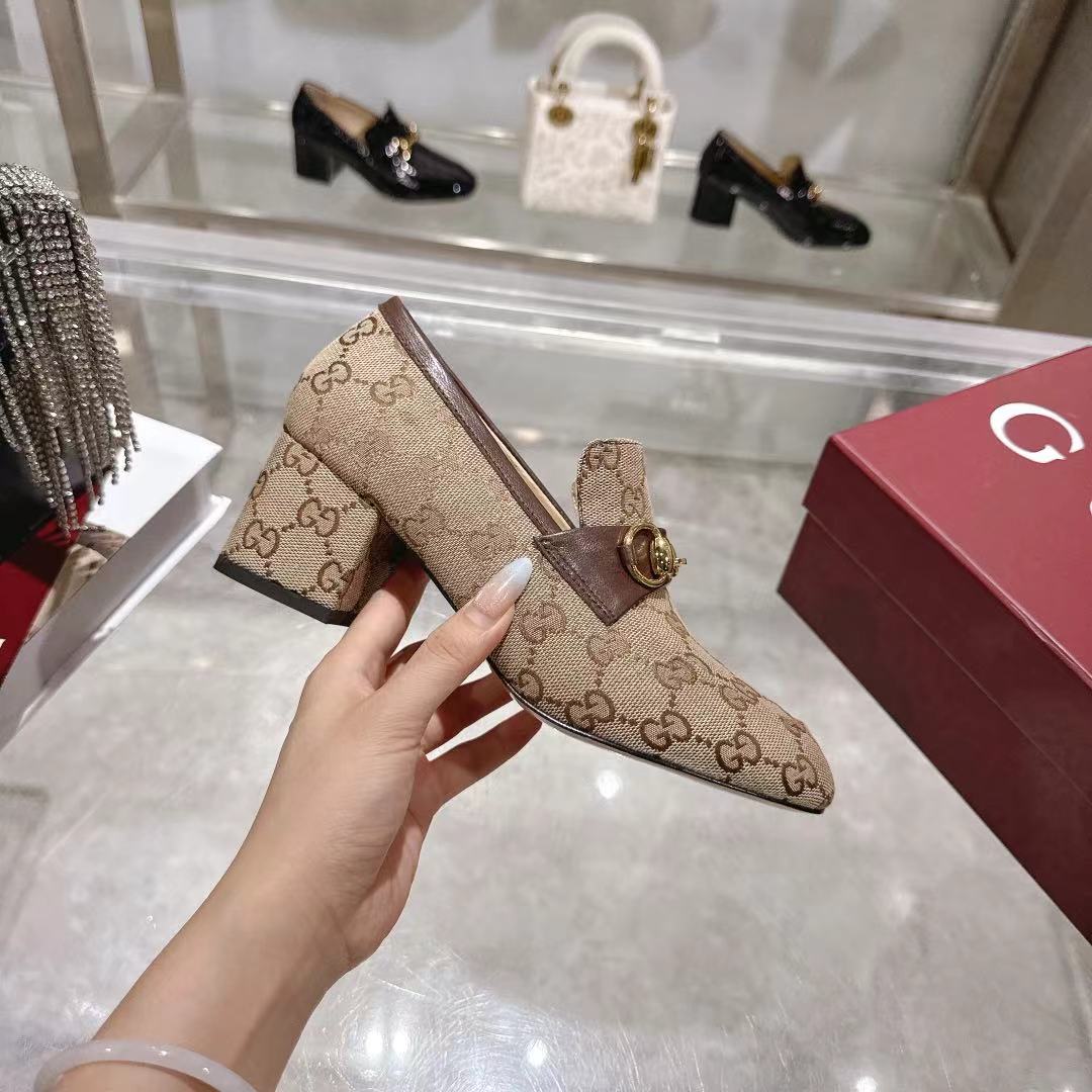 GG fashion print high-heeled loafers 0725102001