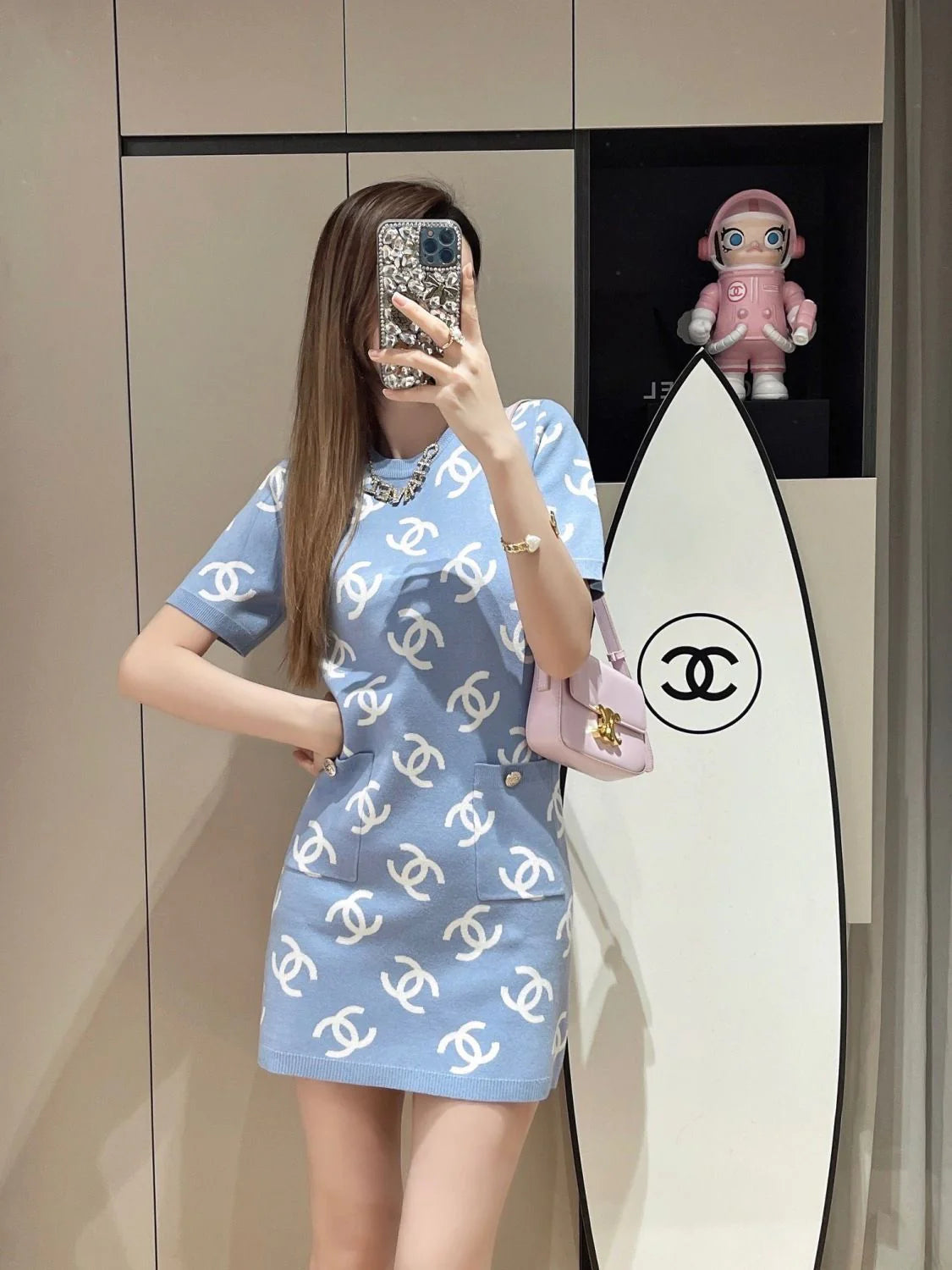 Fashion New Slim-fit Slim-fit Knitted Short-sleeved Dress 1024041621