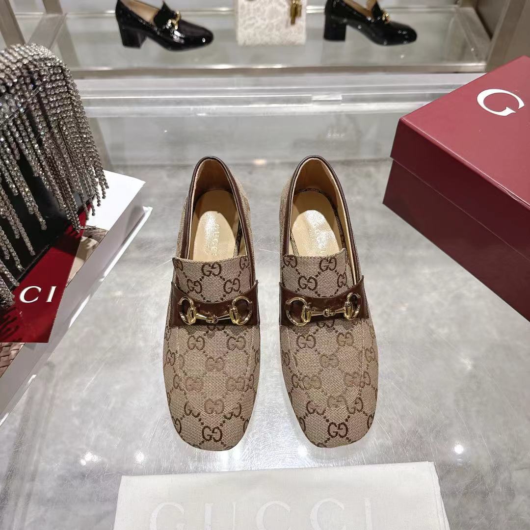GG fashion print high-heeled loafers 0725102001