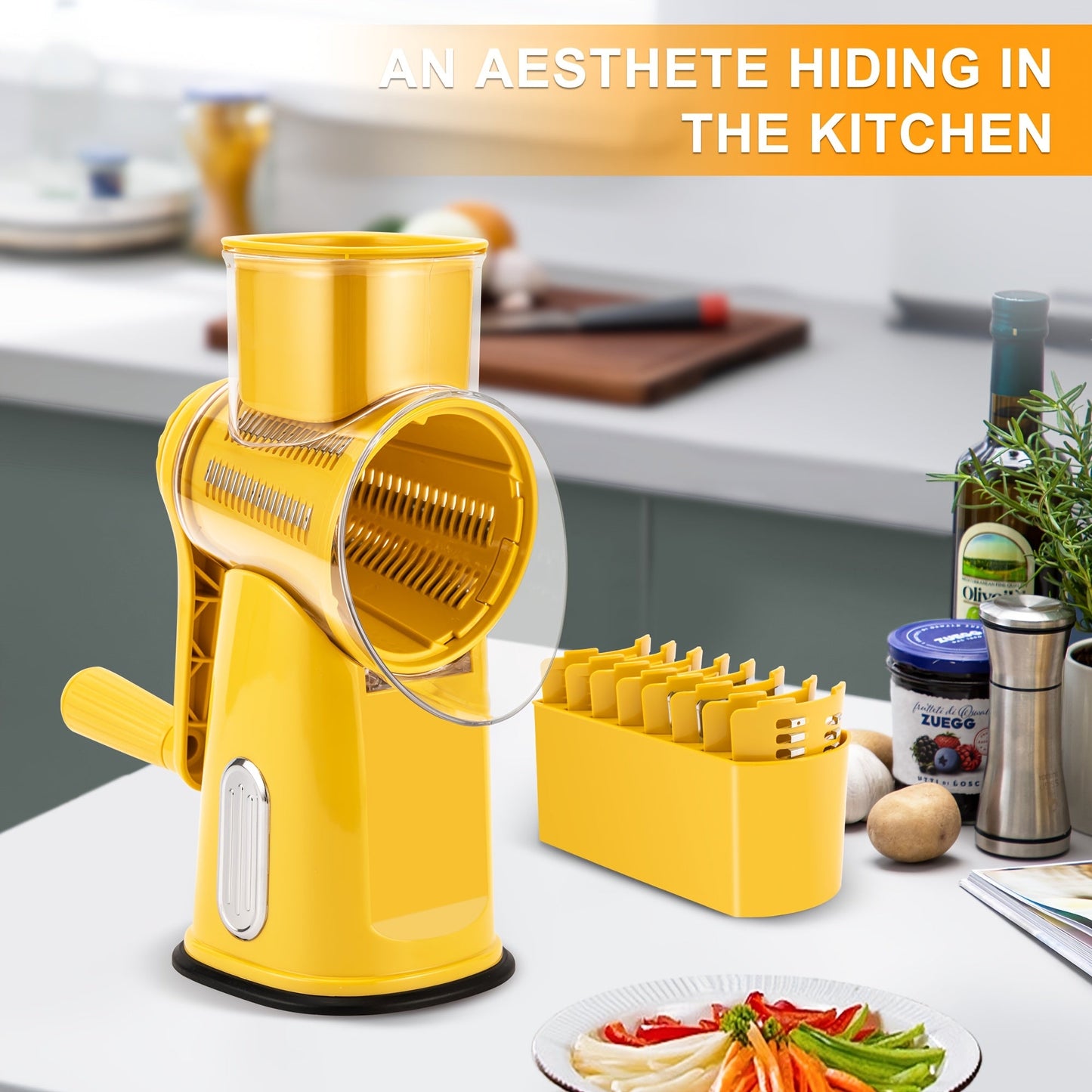 Hand-held Rotary Cheese Grinder|Vegetable Chopper, Non-Electric Tool