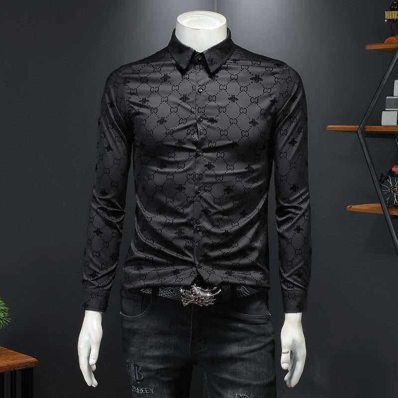 New Fashion Casual Versatile Men's Long Sleeve Shirt PF1023110704