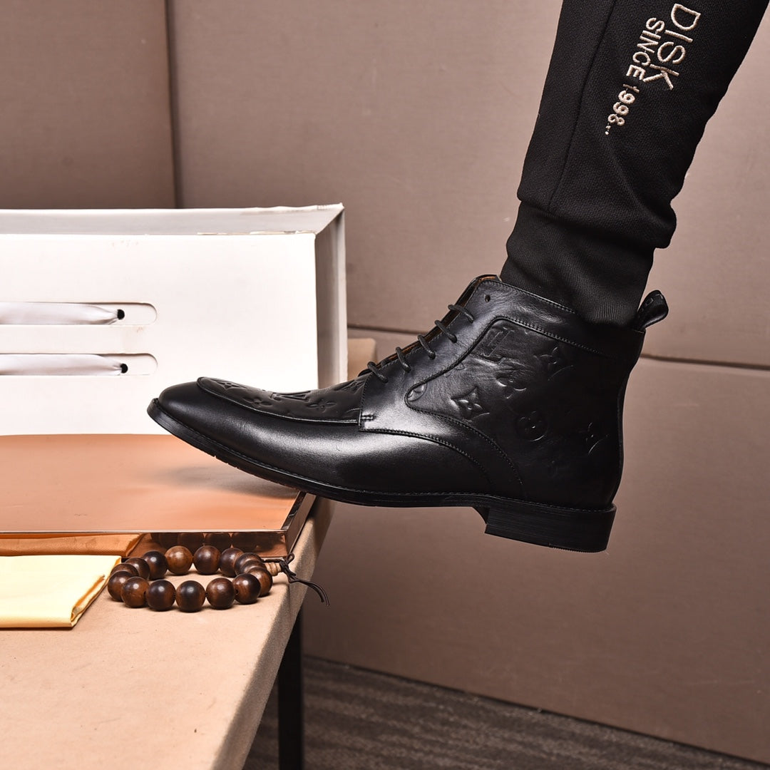 LVV high-top printed business leather shoes 0724120515