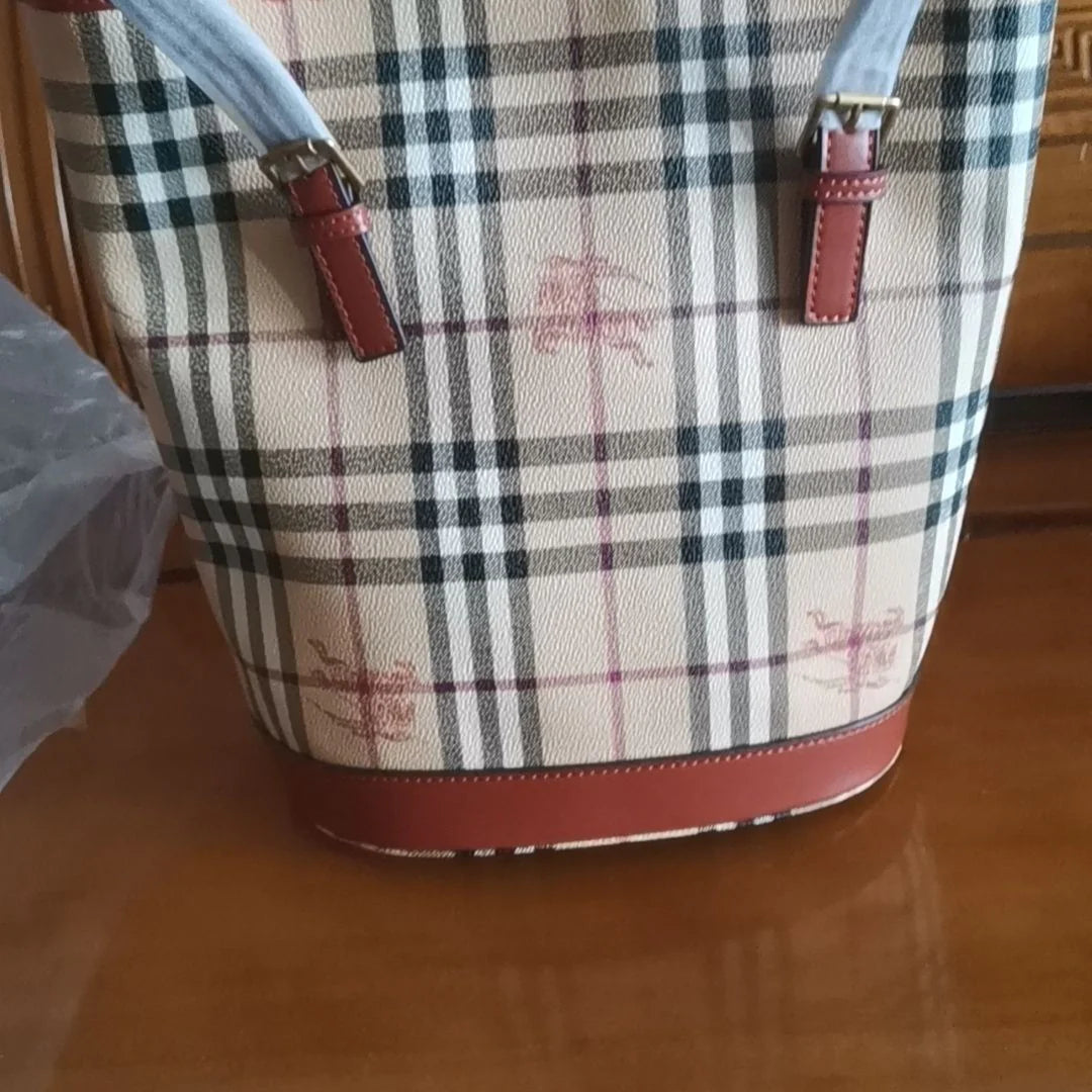 New Bucket Shoulder Handbag Fashion Versatile Classic Check Women's Bag 1024031513