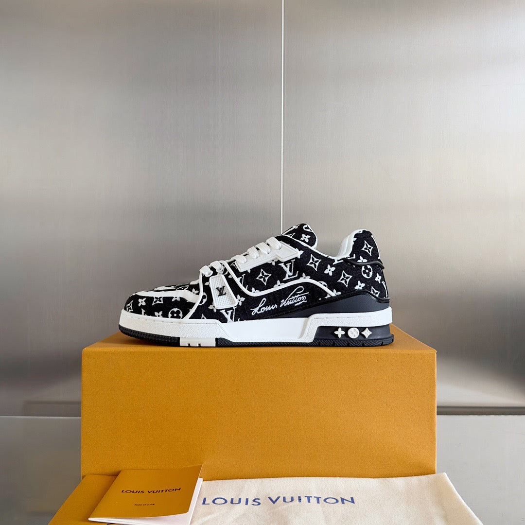 Lvv couple limited series casual denim print sneakers 0725012402