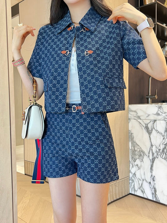 GG Fashion print short sleeve and shorts set 0725052811
