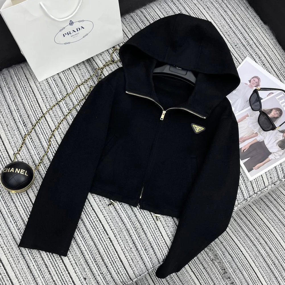 High end hooded knitted sweater 1024111506