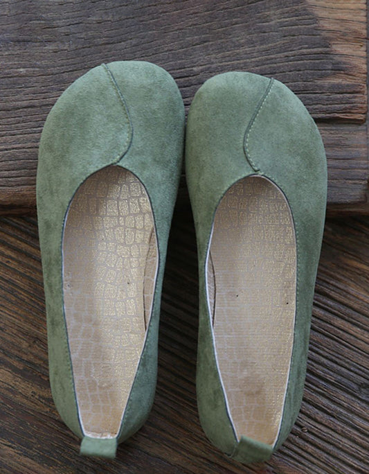 Light Weight Round Toe Suede Slip-on Flats