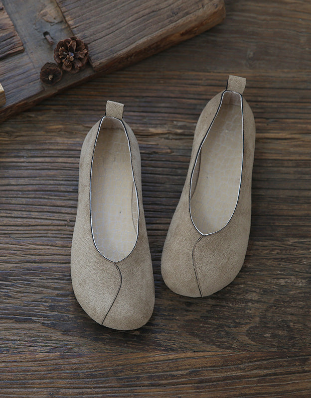 Light Weight Round Toe Suede Slip-on Flats