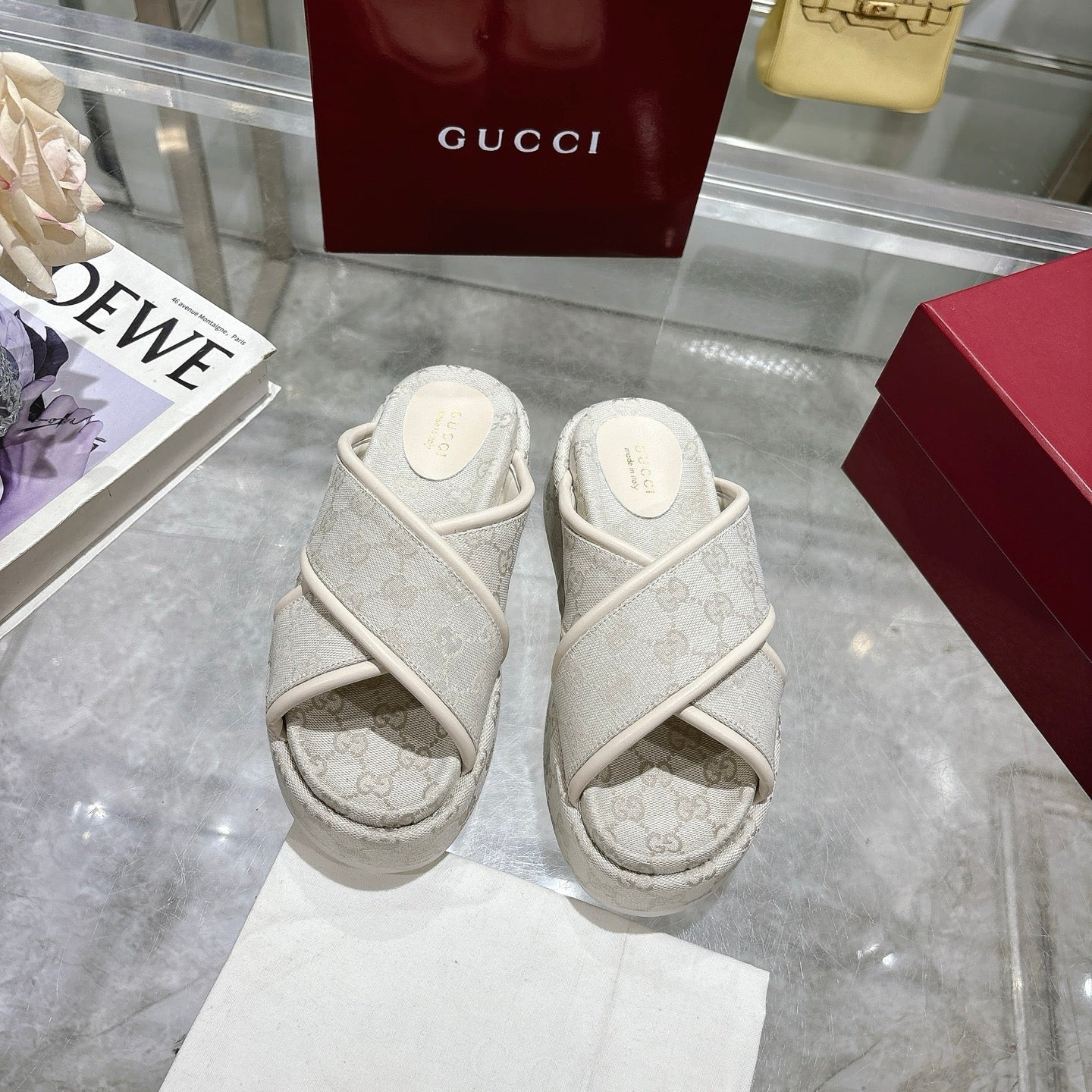 GG cross-upper thick-soled flip-flops 0725052901