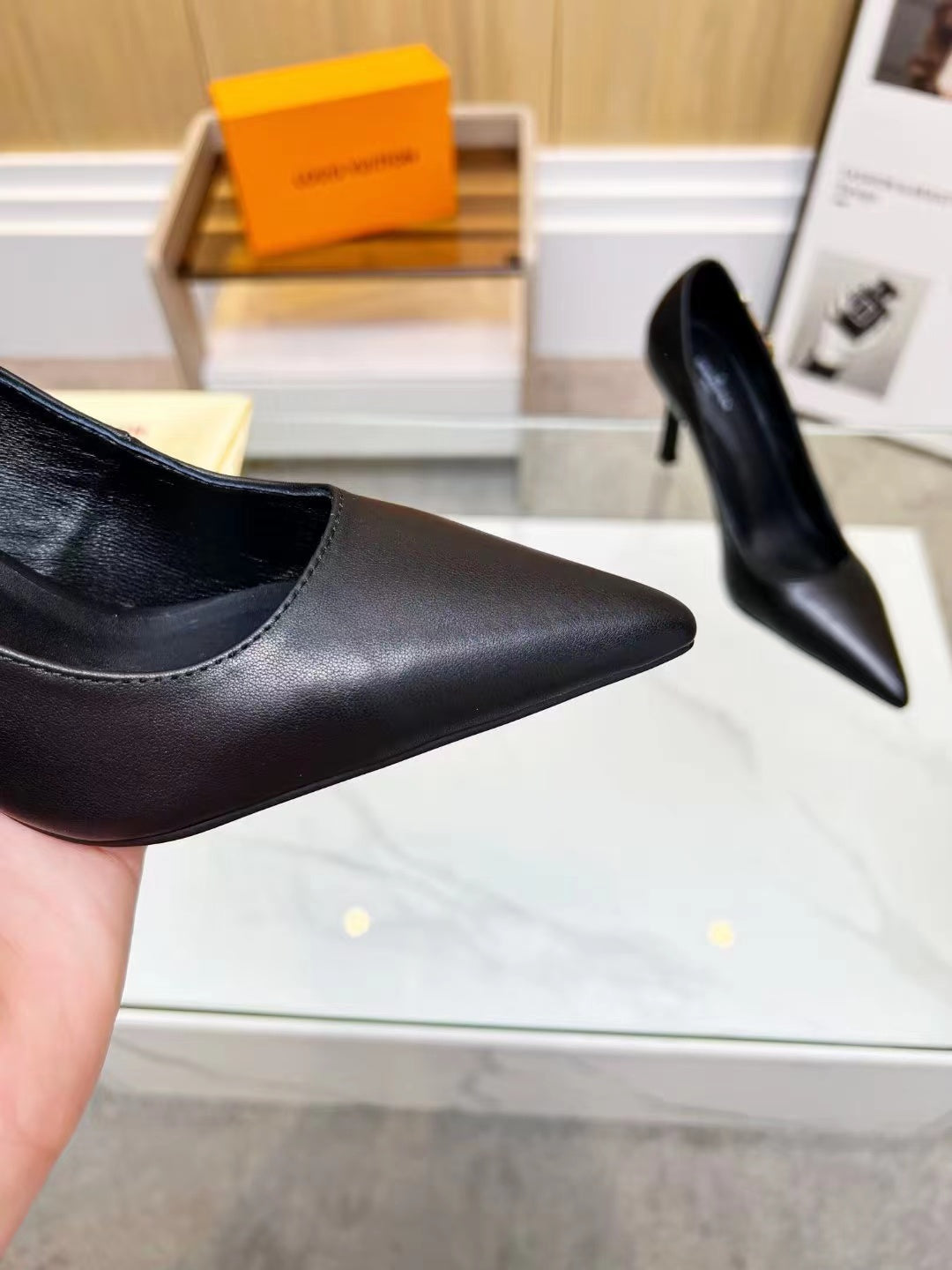 New Classic  Pointed Toe Leather Shoes 9.5CM High Heels