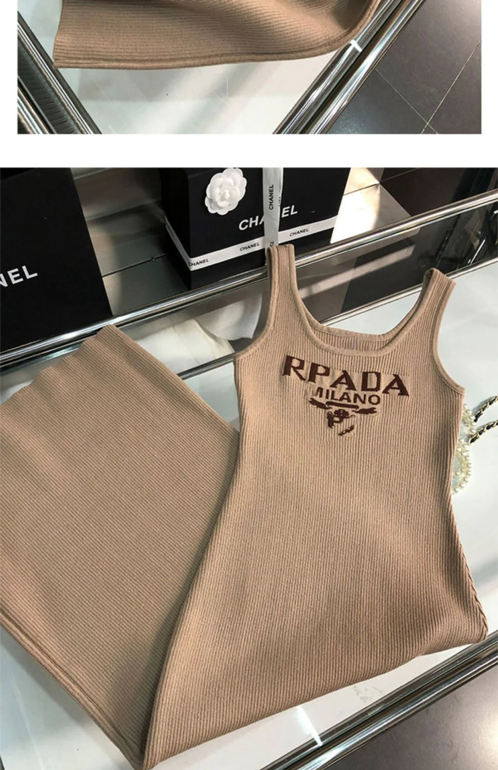 New Fashion All-match Ice Silk Knitted Sling Dress 1024040306