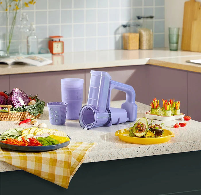 Electric Plastic Vegetable Cutter Slicer and Cheese Grater for Home Use Square Shape