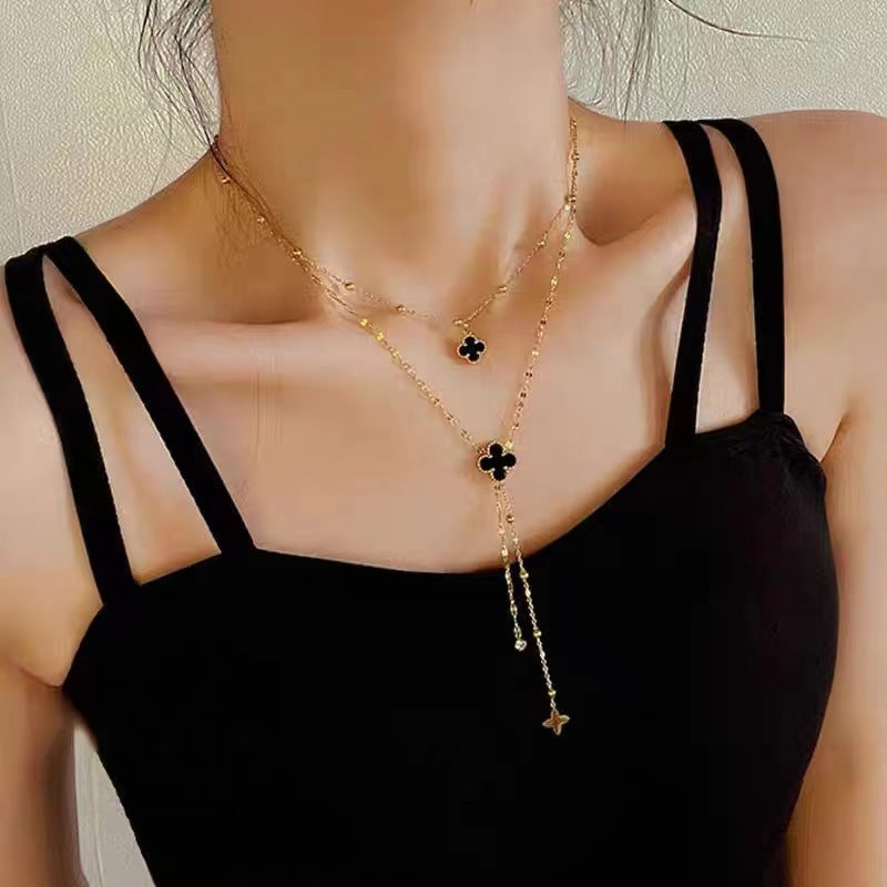 Four-leaf clover pendant collarbone chain 2025081206
