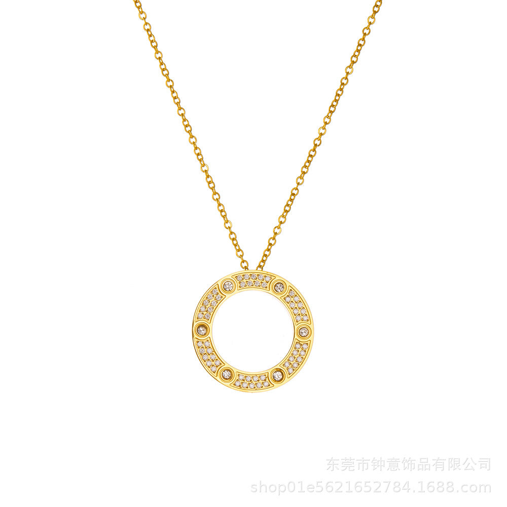 A round titanium steel light luxury necklace 2025081205