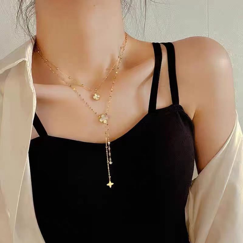 Four-leaf clover pendant collarbone chain 2025081206