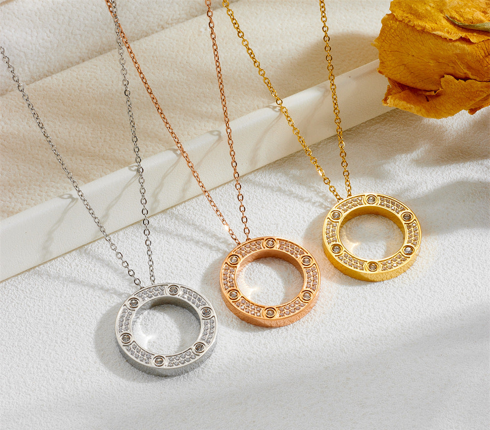 A round titanium steel light luxury necklace 2025081205