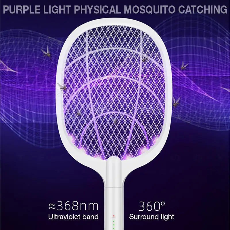 Portable handheld USB mosquito swatter electric shock three-layer mesh light