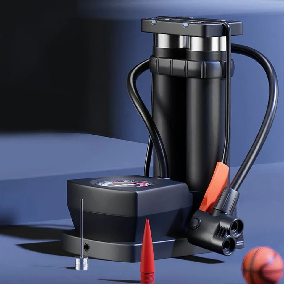 Portable High Pressure Bicycle Foot Pedal Pump with Gauge Quick Inflator Pump Electric Motorcycle Car Basketball Inflator