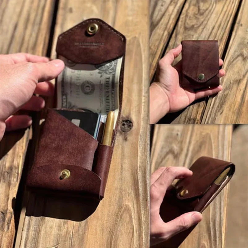 Multi functional men's handmade card holder wallet