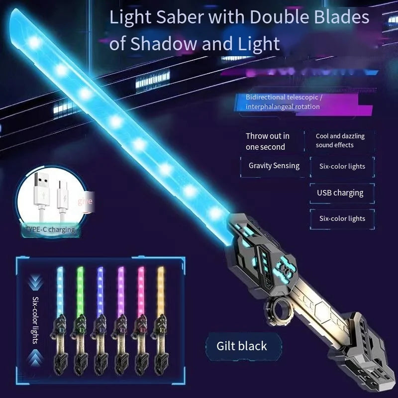 Cool Double Head Telescopic Rotating Laser Sword Telescopic Flash Blade Finger Rotating Laser Sword