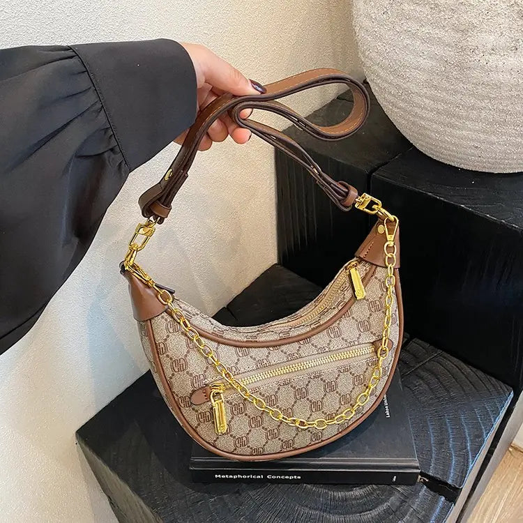 Light luxury crocodile embossed crescent-shaped bag 2025073122