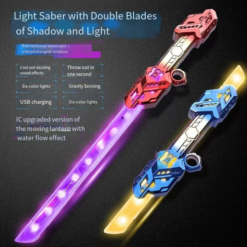 Cool Double Head Telescopic Rotating Laser Sword Telescopic Flash Blade Finger Rotating Laser Sword