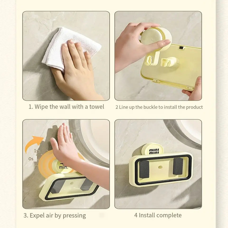 360 ° rotatable, no drilling required shower waterproof and anti fog phone holder case