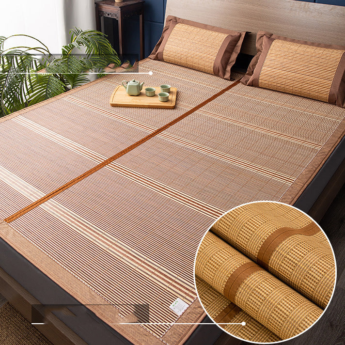 Cooling mat grass mat anji bamboo mat water-worn carbonised mat folding double-sided mat