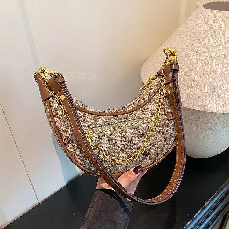 Light luxury crocodile embossed crescent-shaped bag 2025073122