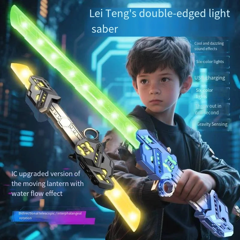 Cool Double Head Telescopic Rotating Laser Sword Telescopic Flash Blade Finger Rotating Laser Sword